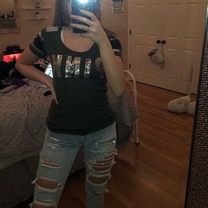 PINK sequin short sleeve shirt